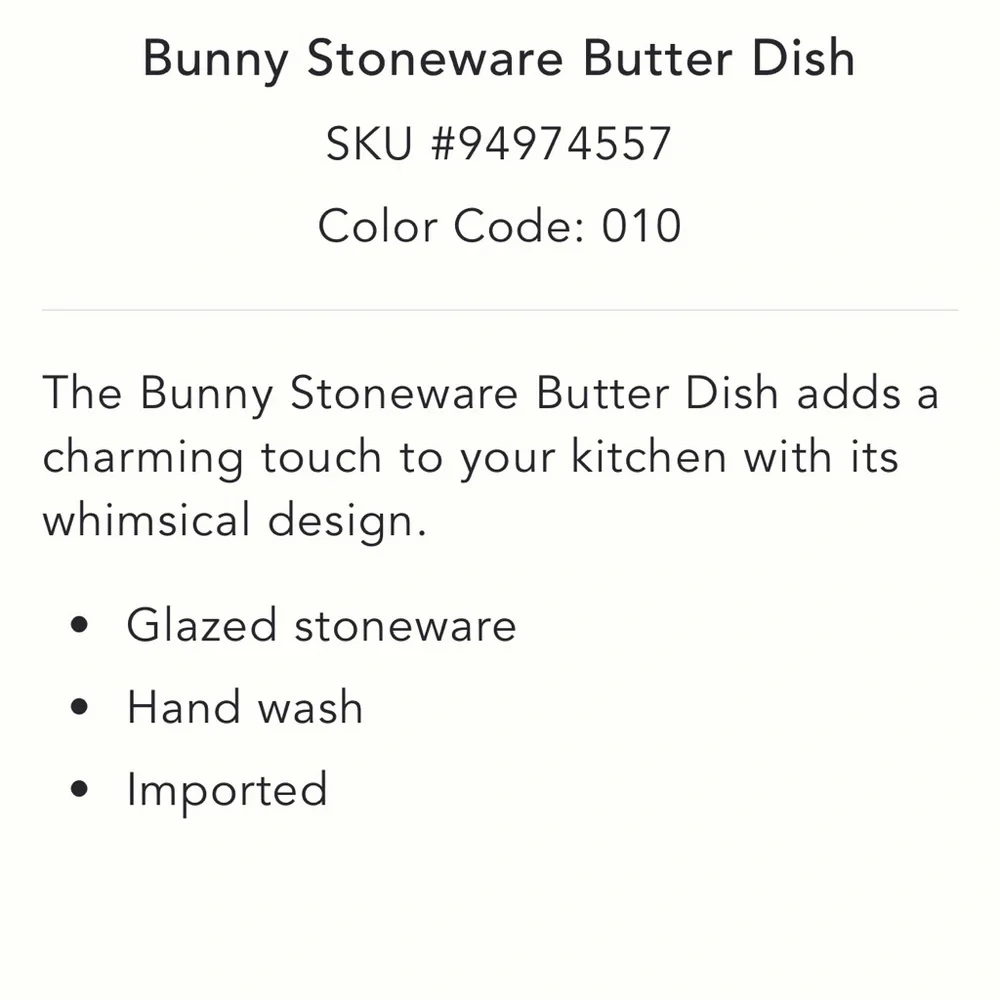 Anthropologie NWT Bunny Butter Dish w/ Gold Bunny Accent Ceramic Easter Spring - Picture 3 of 7
